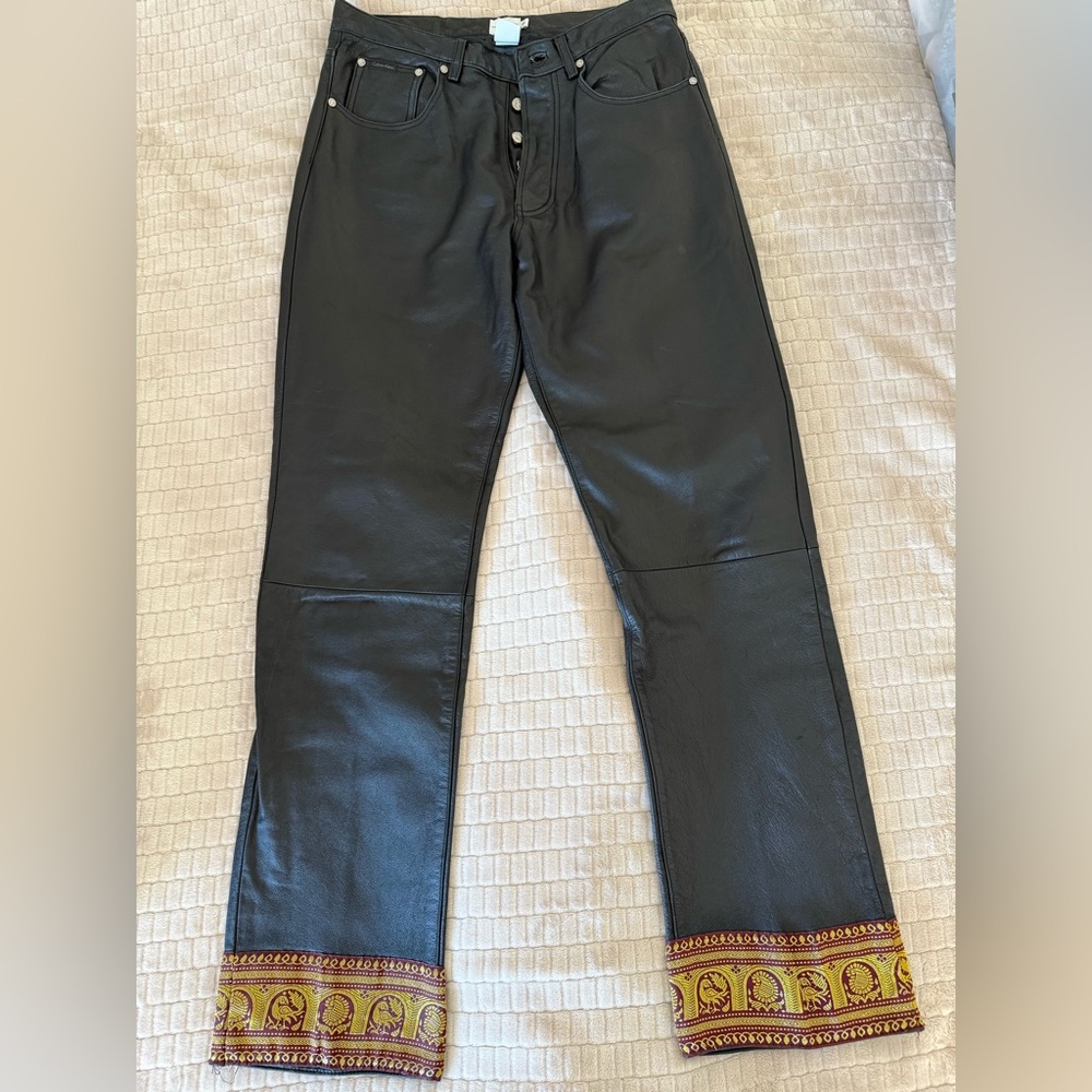 Calvin Klein Black Leather Pants - Picture 2 of 8